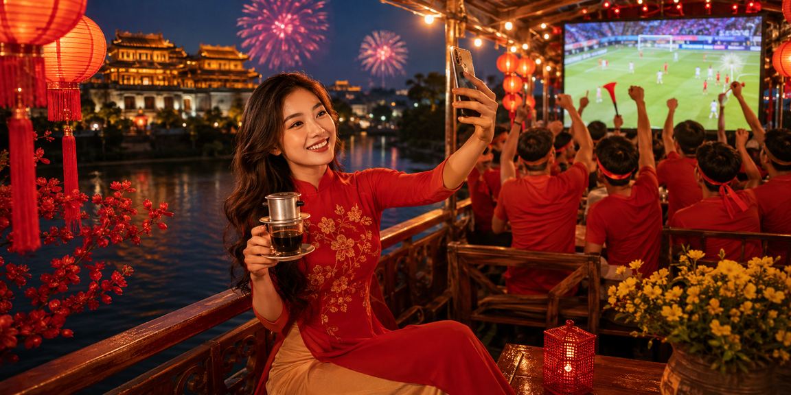 Người dùng tại Huế kiểm tra thông tin nạp tiền VND trong quán cà phê